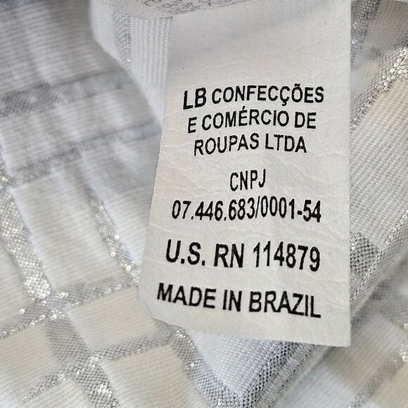 Lerario Beatriz Silver Metallic & White Capped Sleeve Abstract Print Vest Blouse - Picture 10 of 12